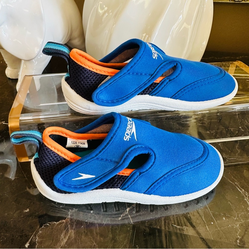 SPEEDO TODDLER HYBRID WATER SHOES SIZE MEDIUM BLUE NEOPRENE 7” LENGTH GREAT - Picture 5 of 12